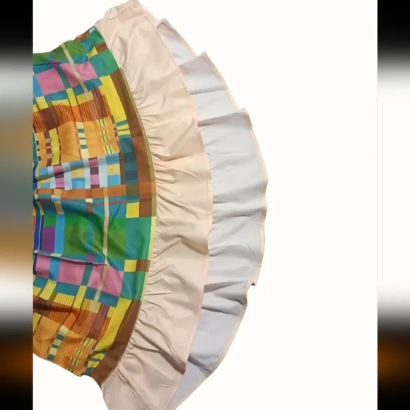 New mixed print Aline tunic dress with deep Vneck, short sleeves and ruffled bot - Picture 5 of 7